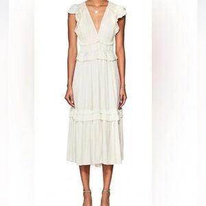 Ulla Johnson Jolee Washed Plisse Dress in Ivory Sz 2